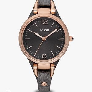 Gray Fossil Georgia Leather Watch